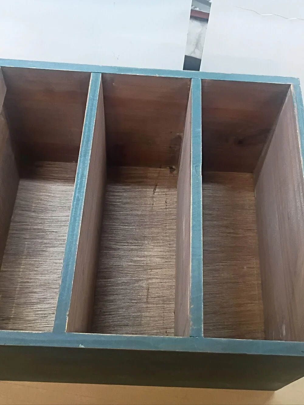Small 3 Drawer Pine Accent Chest, Blue With Yellow Drawers, Rustic